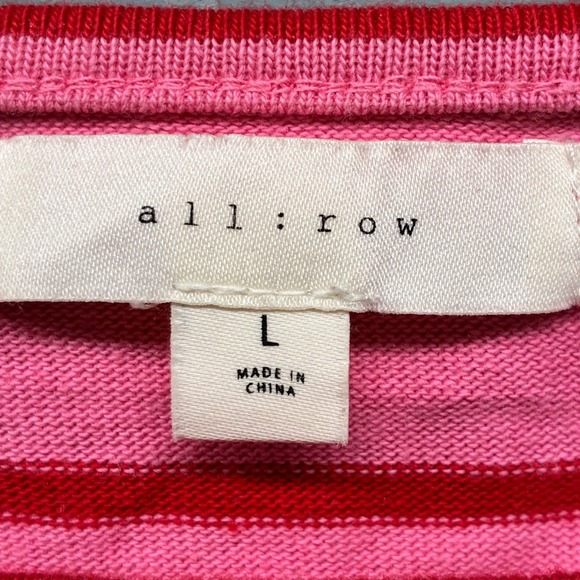 all : row Knit Top Women's Large Pink Stripe Cropped Boxy Long Sleeve Casual - Picture 4 of 10